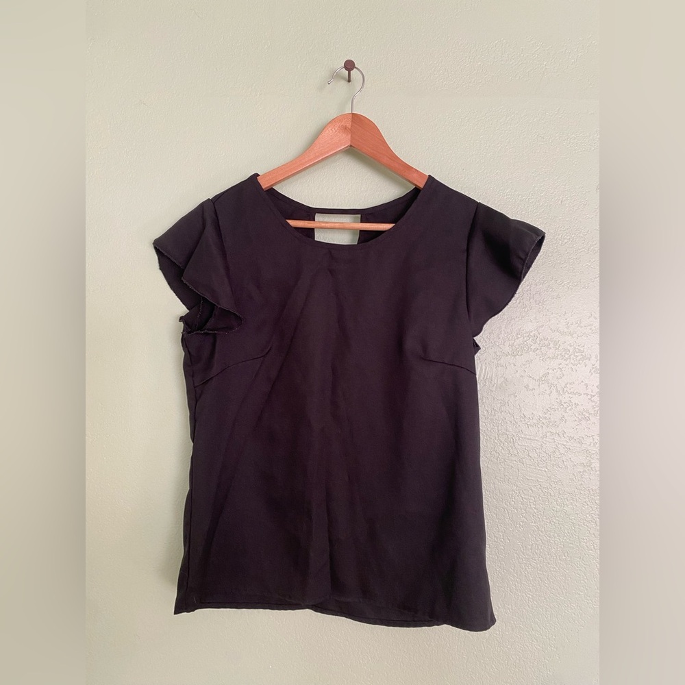 SHEIN Black Ruffle Sleeve Blouse